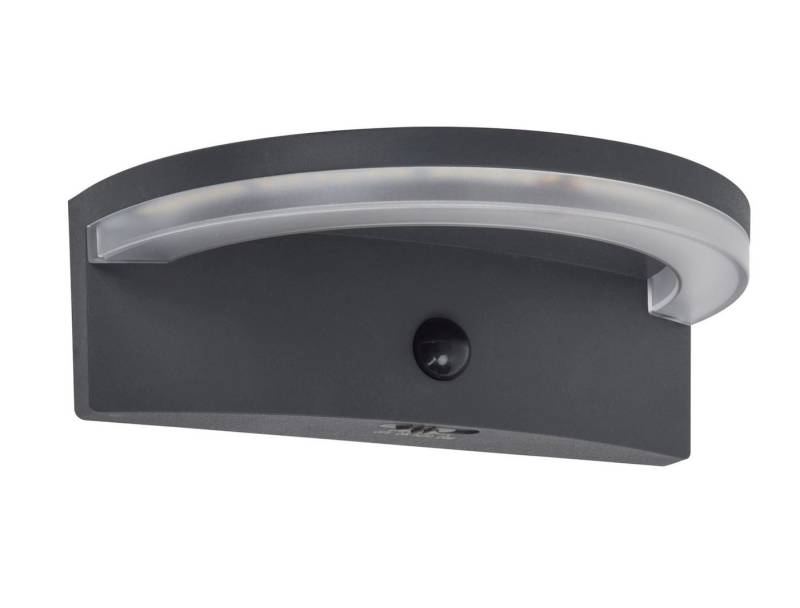 Licht-Erlebnisse Außen-Wandleuchte KESNEP, LED fest integriert, Neutralweiß, Solar LED Bewegungsmelder mit Schalter B: 19 cm IP44 Anthrazit Modern von Licht-Erlebnisse