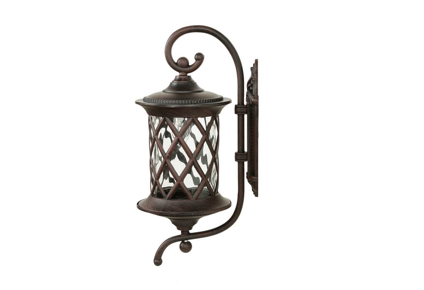 Licht-Erlebnisse Außen-Wandleuchte LANTERN, ohne Leuchtmittel, Antike Wandlampe außen Schwarz-Braun Aluminium Glas Garten Laterne von Licht-Erlebnisse