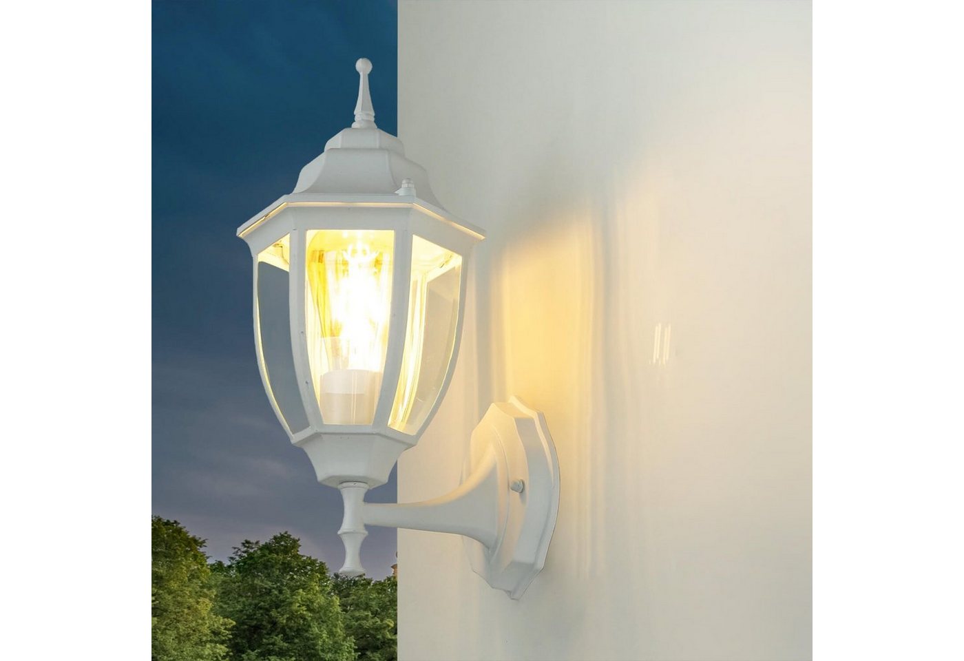 Licht-Erlebnisse Außen-Wandleuchte »LYON«, Außenwandlampe Weiß Rustikal IP44 E27 Haus Hof Lampe von Licht-Erlebnisse