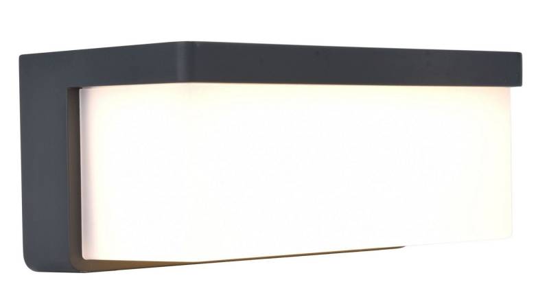 Licht-Erlebnisse Außen-Wandleuchte MAUNAU, LED fest integriert, Warmweiß, LED Aluminium Dimmer IP44 19,3 cm breit Anthrazit Weiß länglich von Licht-Erlebnisse