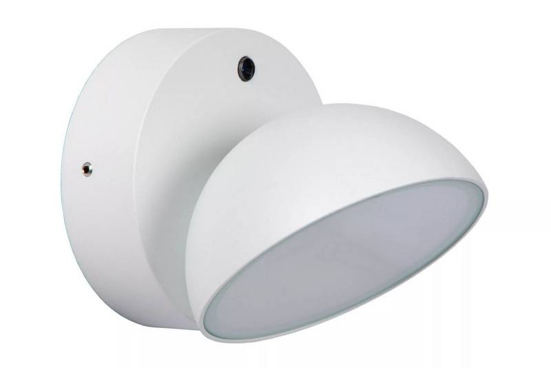 Licht-Erlebnisse Außen-Wandleuchte OMEX, LED fest integriert, Warmweiß, LED Metall Bewegungssensor 13,5 cm hoch IP54 Weiß 1200 lm Downlight von Licht-Erlebnisse