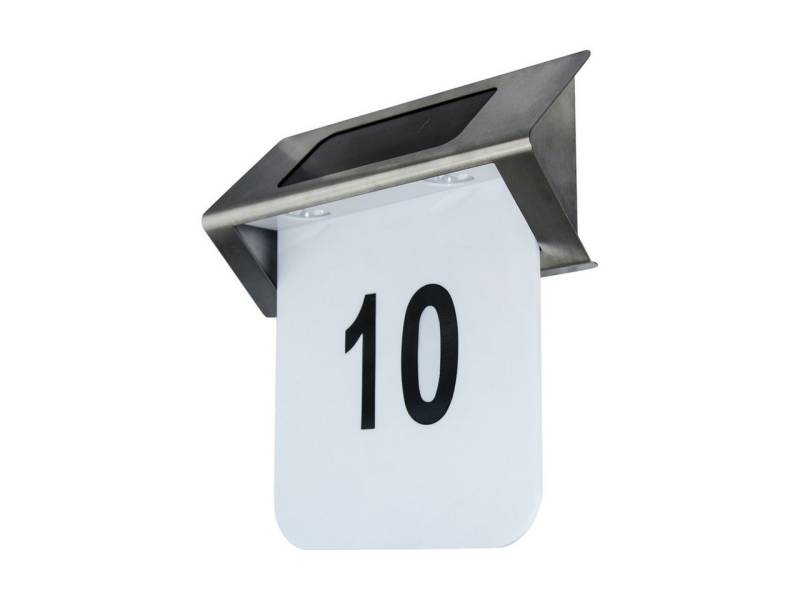 Licht-Erlebnisse Außen-Wandleuchte SAIRA, LED, LED Edelstahl Solar IP44 26 cm hoch mit Schalter Chrom Weiß von Licht-Erlebnisse