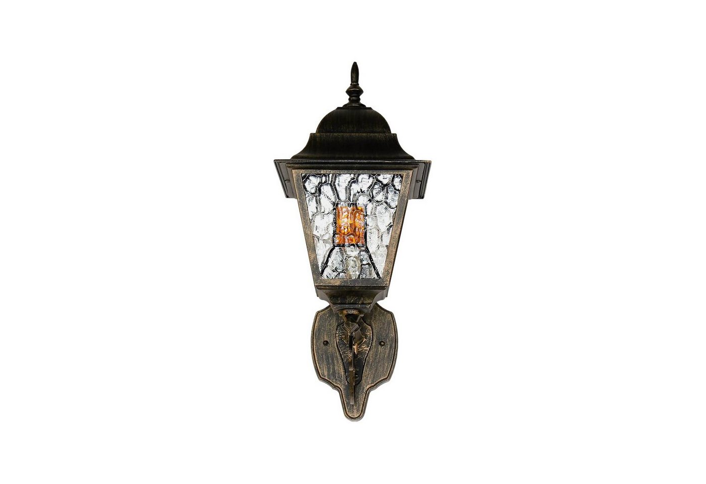 Licht-Erlebnisse Außen-Wandleuchte SALZBURG, ohne Leuchtmittel, Außenleuchte Wandlampe Tiffany Stil Ornamentglas Rustikal von Licht-Erlebnisse
