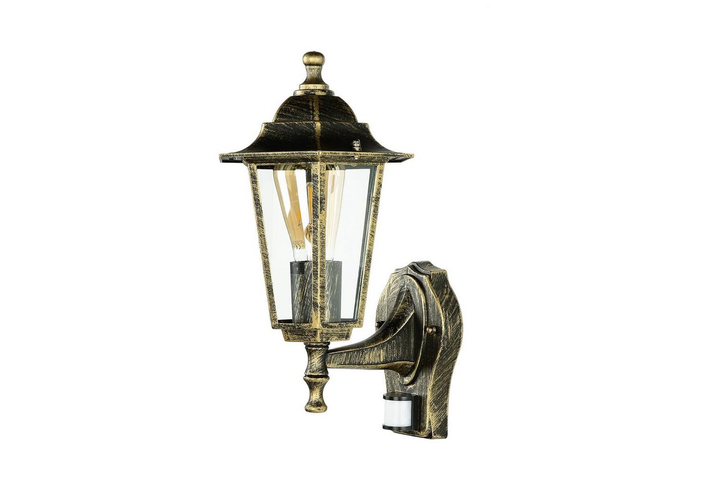 Licht-Erlebnisse Außen-Wandleuchte PARIS, ohne Leuchtmittel, Außenleuchte mit Bewegungsmelder Wand Gold Antik Garten Lampe von Licht-Erlebnisse