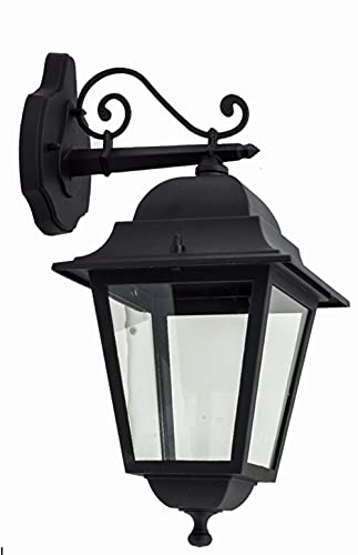 Licht-Erlebnisse Außen Wandleuchte antik Schwarz Aluminium IP44 Rustikal E27 JENIFER Lampe Außen Hof Hauseingang von Licht-Erlebnisse