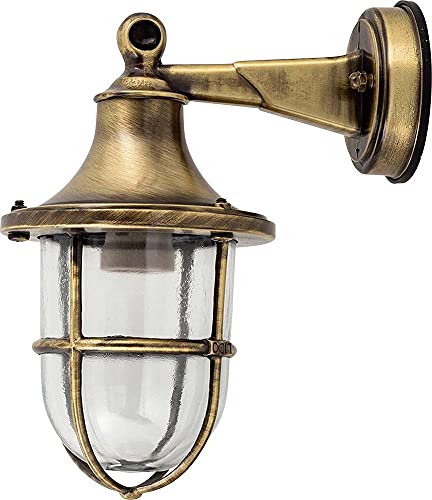 Licht-Erlebnisse Wandlampe Messing Antik, Haustür Balkon Lampe, Aussenlampe Maritim, IP64, E27, B:14 cm, Schiffsleuchte, Schiffslampe, Terrasse, Hof, Außenlampe Balkon Licht-Erlebnisse Wandlampe Messing Antik, Haustür Balkon Lampe, Aussenlampe Maritim, IP64, E27, B:14 cm, Schiffsleuchte, Schiffslampe, Terrasse, Hof, Außenlampe Balkon von Licht-Erlebnisse