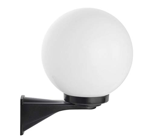 Licht-Erlebnisse Außenlampe Kugel Schirm Schwarz Weiß IP43 E27 Vintage Haustür Balkon Hof Wandleuchte NINETTE von Licht-Erlebnisse