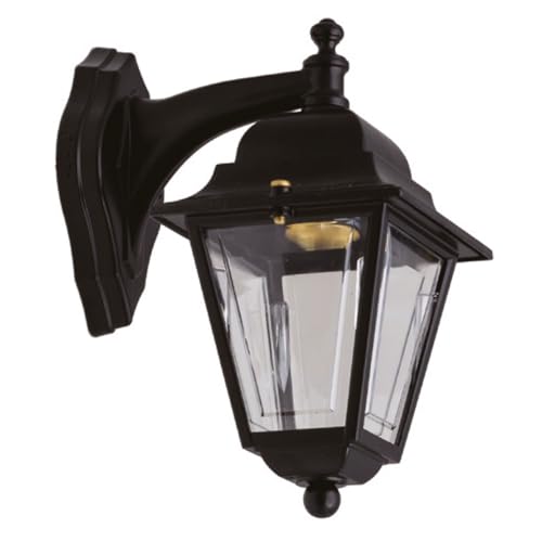 Licht-Erlebnisse Außenlampe Rustikal aus Messing 26 cm hoch IP43 Schwarz E27 Außenleuchte Wand Haustür Wandlampe außen Außenlaterne Garten von Licht-Erlebnisse