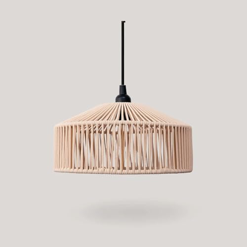 Licht-Erlebnisse Außenlampe hängend E27 IP54 D: 30 cm rund Schwarz Natur Seil Lampenschirm Modern Pendelleuchte außen Hängelampe Garten Terrasse von Licht-Erlebnisse