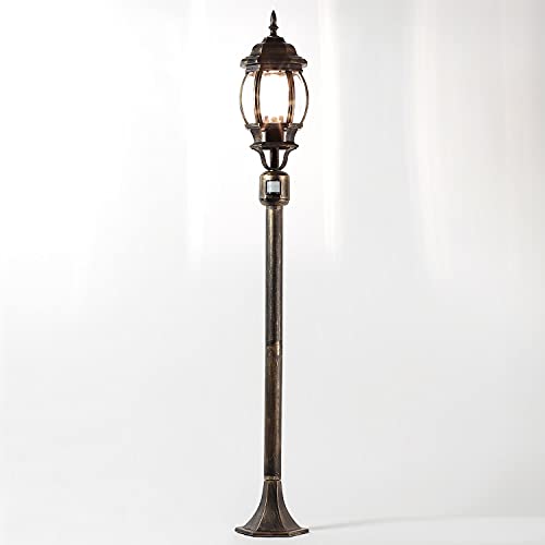 Licht-Erlebnisse Außenstehlampe mit Bewegungsmelder Aluminium Glas in Schwarz Kupfer IP44 Garten 123,5 cm klein E27 Rustikale Mastleuchte Außen BREST Licht-Erlebnisse Außenstehlampe mit Bewegungsmelder Aluminium Glas in Schwarz Kupfer IP44 Garten 123,5 cm klein E27 Rustikale Mastleuchte Außen BREST von Licht-Erlebnisse