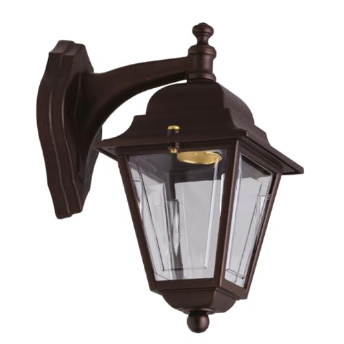 Licht-Erlebnisse Außenwandleuchte Antik Braun aus Messing E27 IP43 H: 26 cm Rustikale Außenlampe Garten Wandlampe außen Wandlaterne Haustür von Licht-Erlebnisse
