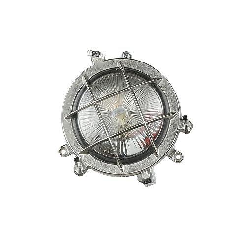 Licht-Erlebnisse Außenwandleuchte Messing Glas in Nickel matt IP44 Garten Balkon Ø14 cm G9 Maritime Schiffsleuchte Outdoor Wandlampe Terrasse SERIFOS von Licht-Erlebnisse