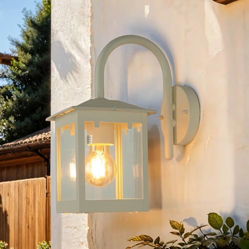 Licht-Erlebnisse Außenwandleuchte Metall in Creme IP23 Haus Balkon T:25 cm E27 max. 60 Watt Laterne Rustikale Outdoor Wandlampe Garten CREME von Licht-Erlebnisse