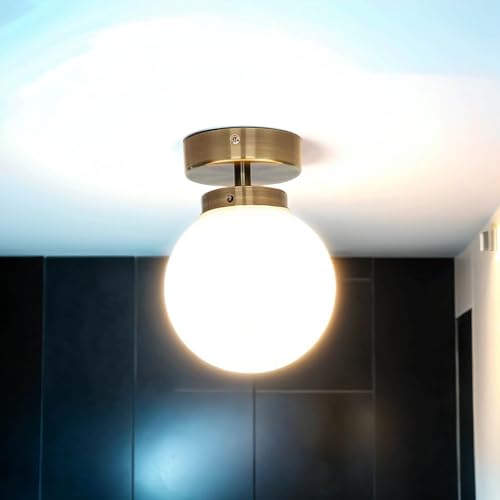 Licht-Erlebnisse Jugendstil Deckenlampe mit Glaskugel – Badezimmer Deckenleuchte Messing – Metall – Ø15 cm – E14 – Feuchtraum geeignet – Badlampe Decke klassisch Licht-Erlebnisse Jugendstil Deckenlampe mit Glaskugel – Badezimmer Deckenleuchte Messing – Metall – Ø15 cm – E14 – Feuchtraum geeignet – Badlampe Decke klassisch von Licht-Erlebnisse