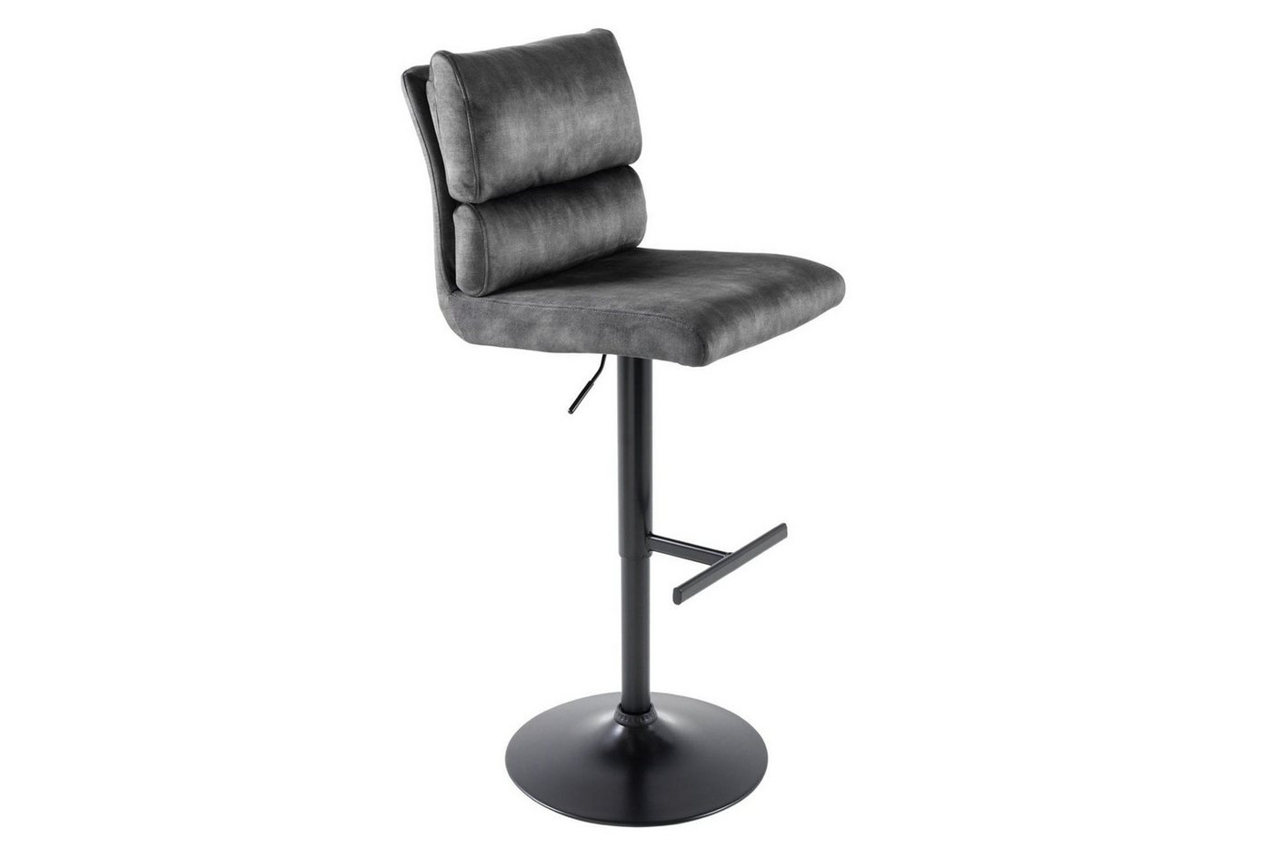 Licht-Erlebnisse Barhocker ROJUR, höhenverstellbar drehbar Samt Grau Schwarz Fußablage Stuhl Tresen Bar Licht-Erlebnisse Barhocker ROJUR, höhenverstellbar drehbar Samt Grau Schwarz Fußablage Stuhl Tresen Bar von Licht-Erlebnisse