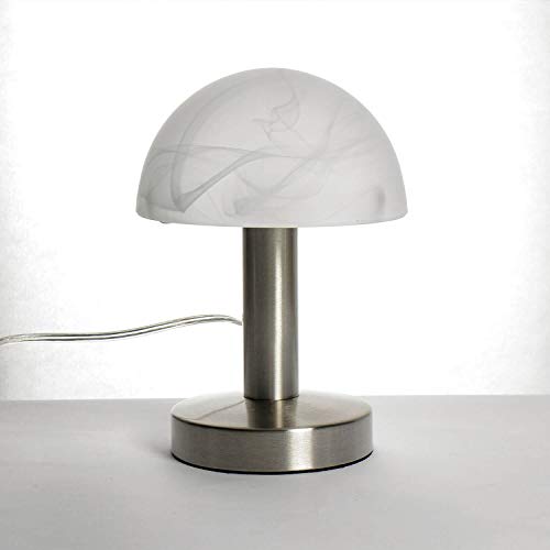 Licht-Erlebnisse Bauhaus Tischleuchte Touch Dimmer H:21cm rund E14 Glasschirm Pilzlampe Schreibtischlampe von Licht-Erlebnisse