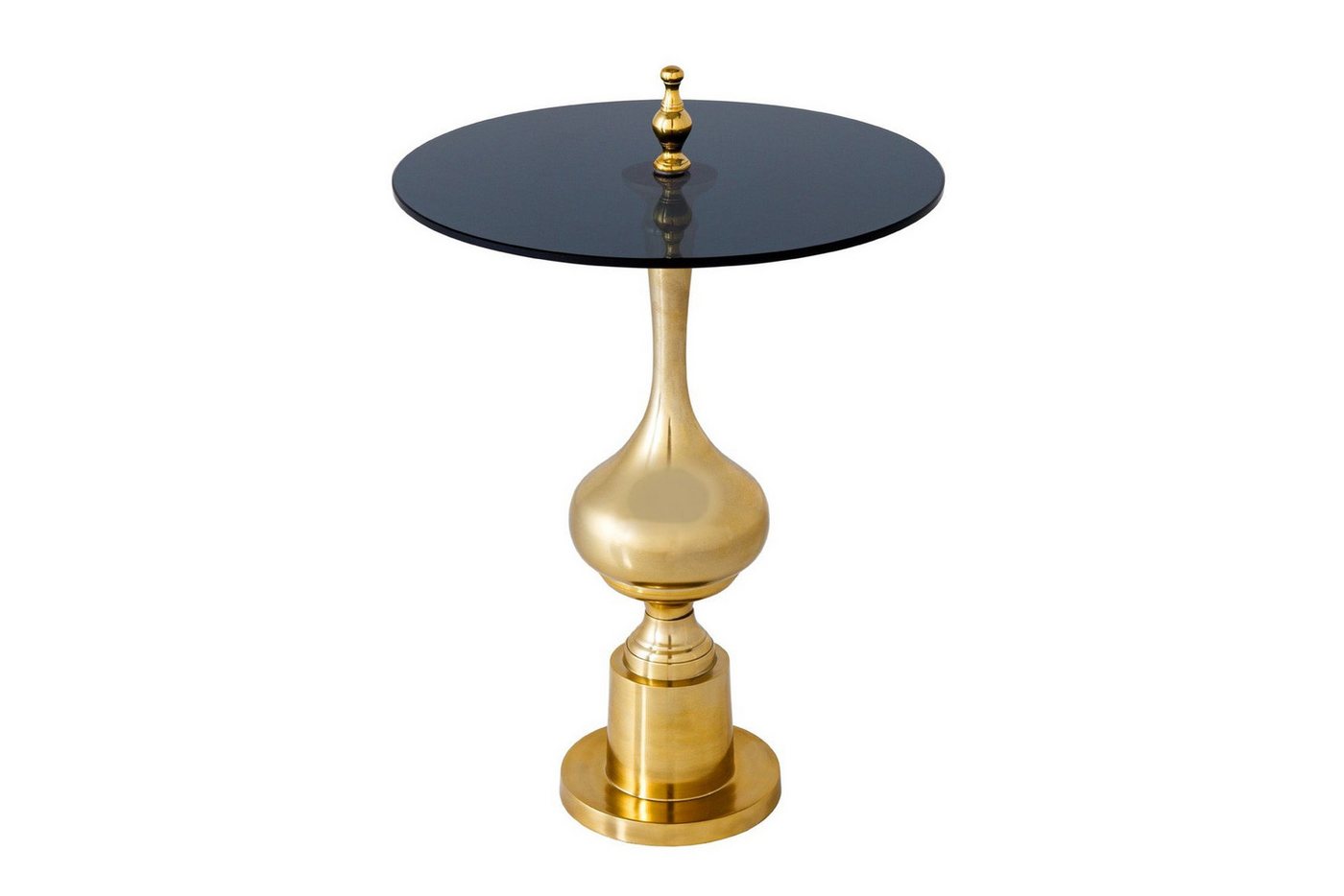 Licht-Erlebnisse Beistelltisch CAMILA, aus Hartglas Metall in Gold Schwarz 44 x 44 x 66 cm (LxBxH) von Licht-Erlebnisse