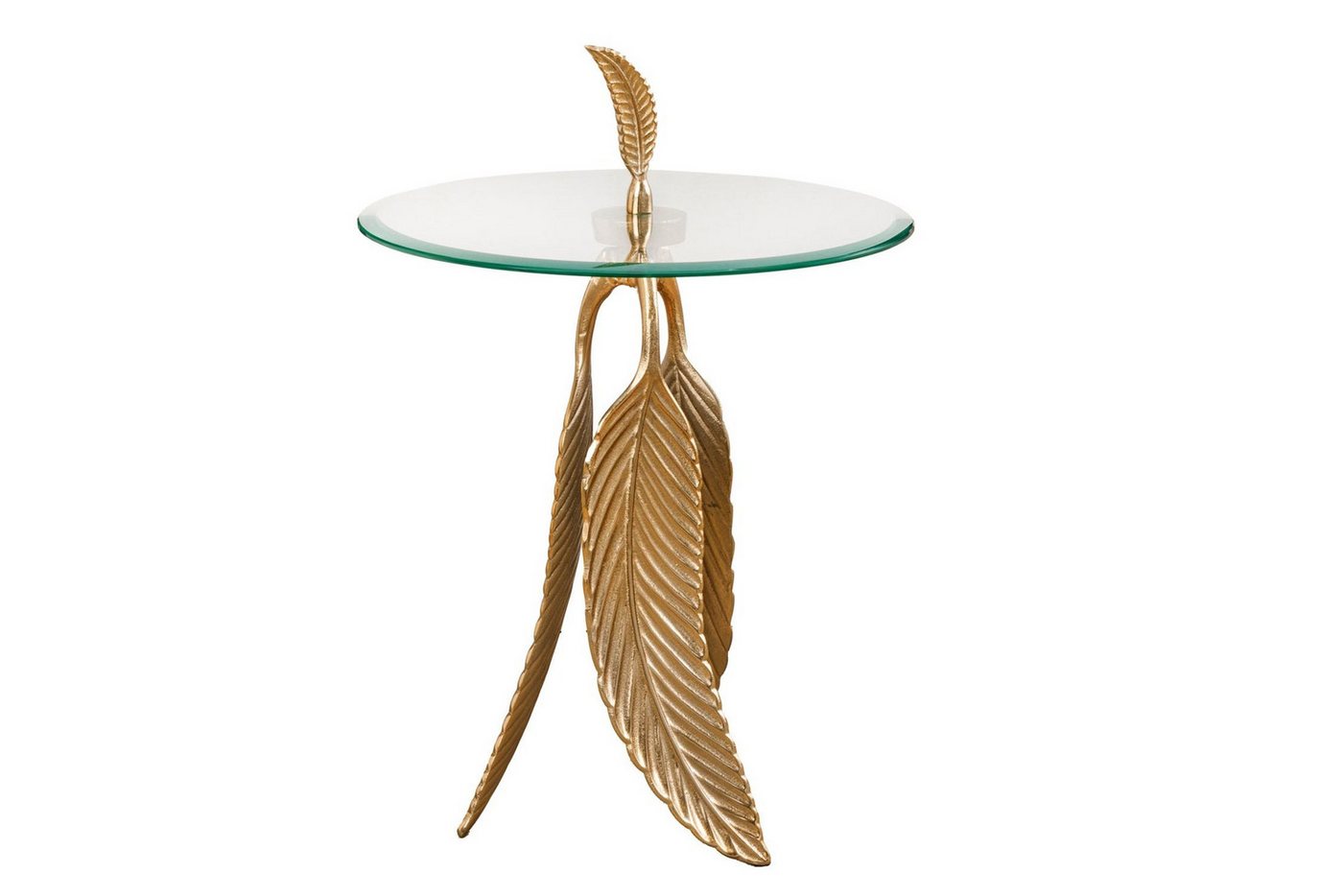 Licht-Erlebnisse Beistelltisch DESTA, Handarbeit aus Hartglas Metall in Gold 44 x 44 x 645 cm (LxBxH) von Licht-Erlebnisse