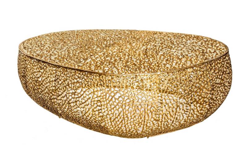 Licht-Erlebnisse Couchtisch ADISA, Handarbeit aus Metall in Gold 122 x 122 x 42 cm (LxBxH) von Licht-Erlebnisse