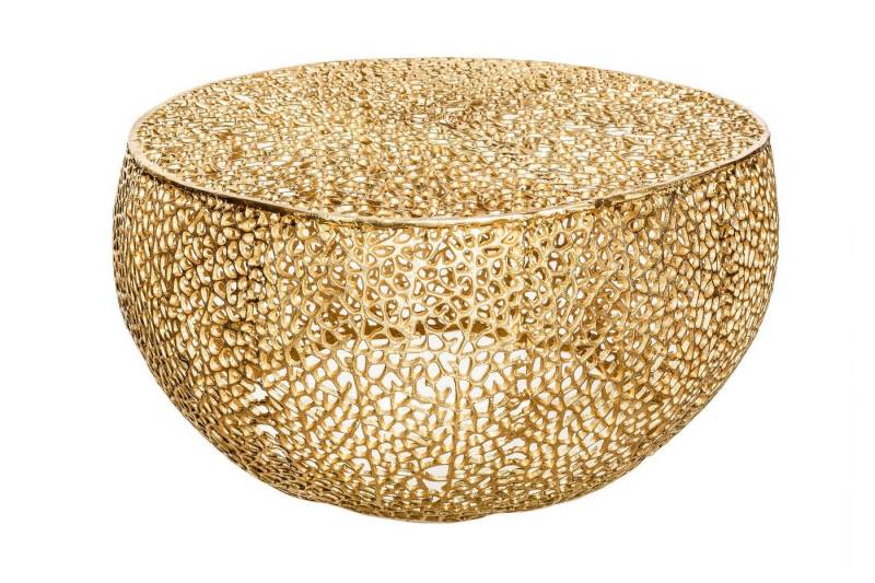 Licht-Erlebnisse Couchtisch ADISA, Handarbeit aus Metall in Gold 80 x 80 x 41 cm (LxBxH) von Licht-Erlebnisse