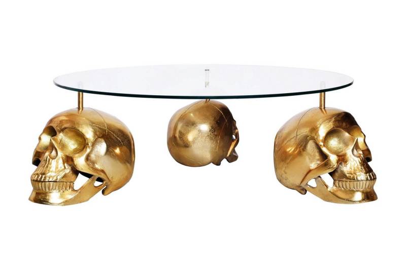 Licht-Erlebnisse Couchtisch AMALFI, aus Hartglas Metall in Gold 90 x 90 x 33 cm (LxBxH) von Licht-Erlebnisse
