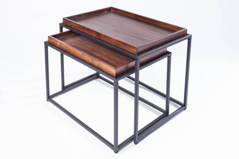 Licht-Erlebnisse Couchtisch BAMA, 2er Set mit Tabletts aus Echtholzfurnier Metall in Braun Schwarz Licht-Erlebnisse Couchtisch BAMA, 2er Set mit Tabletts aus Echtholzfurnier Metall in Braun Schwarz von Licht-Erlebnisse