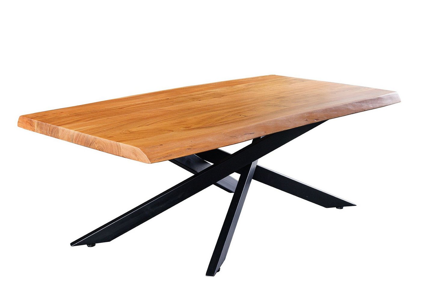 Licht-Erlebnisse Couchtisch BISSAN, aus Akazienholz Metall in Natur Schwarz 110 x 60 x 40 cm (LxBxH) von Licht-Erlebnisse