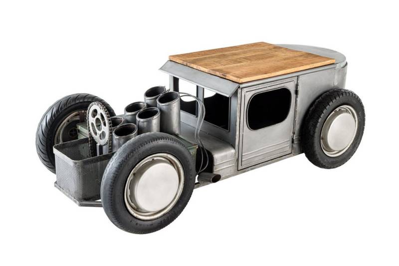 Licht-Erlebnisse Couchtisch FRANCISCO, Handarbeit Stahlblech Mango Holz in Grau Natur 165x73x56 cm (LxBxH) von Licht-Erlebnisse