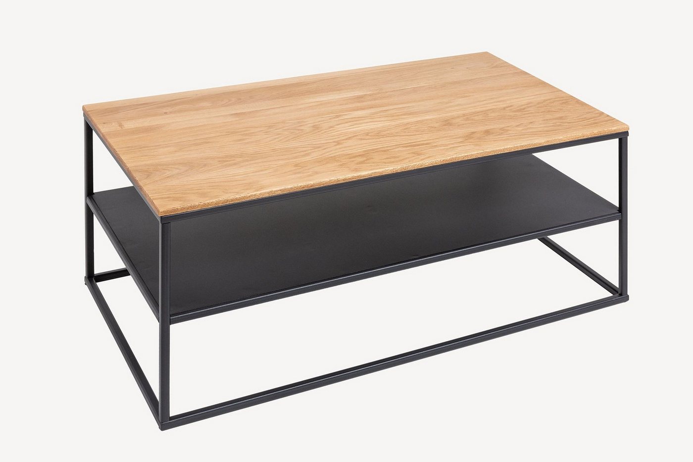 Licht-Erlebnisse Couchtisch ISLA, aus Holz (Eiche) Metall in Schwarz Natur 95 x 55 x 40 cm (LxBxH) von Licht-Erlebnisse