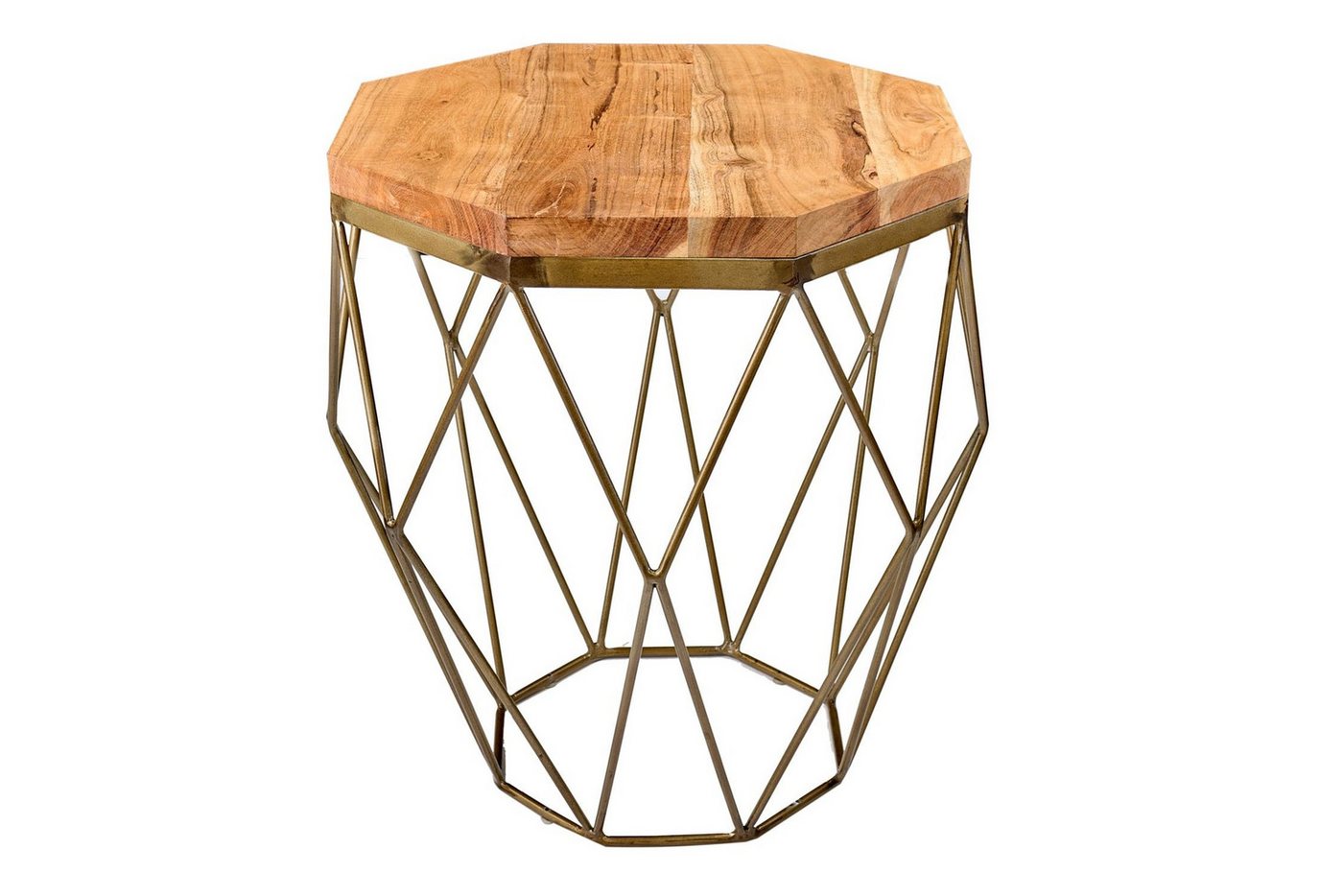 Licht-Erlebnisse Couchtisch JABARI, aus Akazienholz Metall in Natur Messing 50 x 50 x 50 cm (LxBxH) von Licht-Erlebnisse