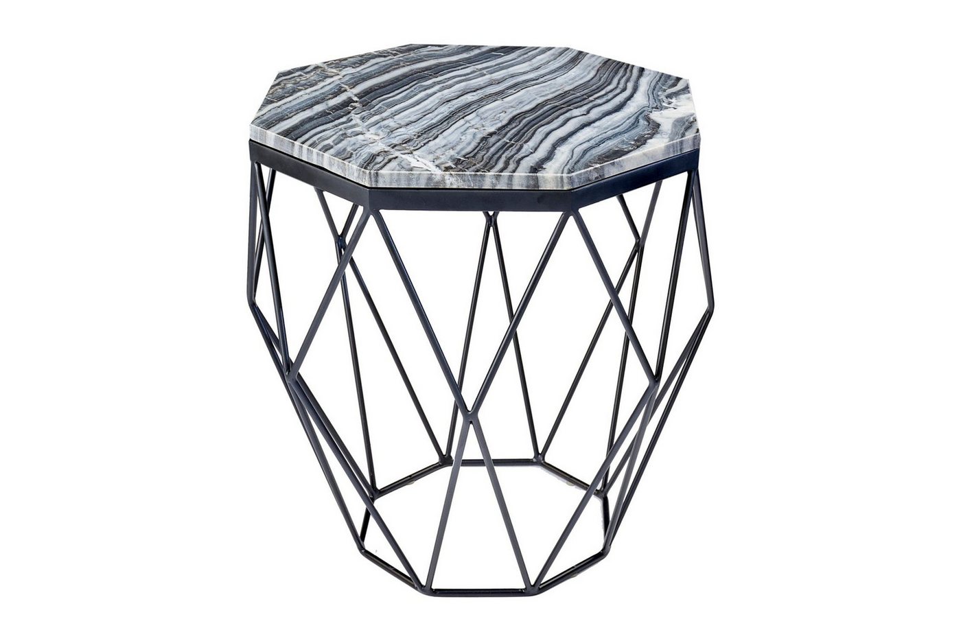 Licht-Erlebnisse Couchtisch JABARI, aus Marmor Metall in Grau Schwarz 50 x 50 x 50 cm (LxBxH) von Licht-Erlebnisse