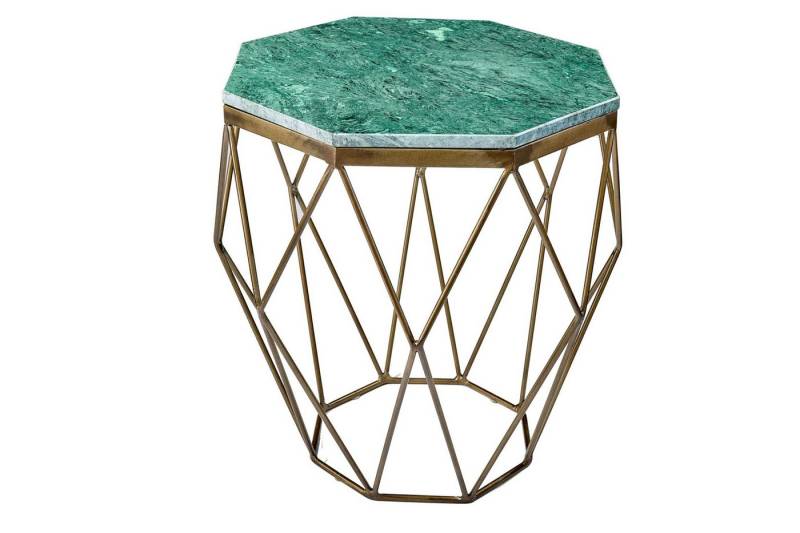 Licht-Erlebnisse Couchtisch JABARI, aus Marmor Metall in Grün Messing 50 x 50 x 50 cm (LxBxH) von Licht-Erlebnisse