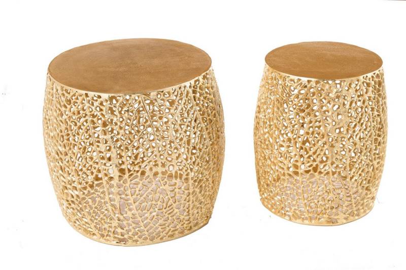 Licht-Erlebnisse Couchtisch JOSEFINA, 2er Set Handarbeit aus Metall in Gold von Licht-Erlebnisse
