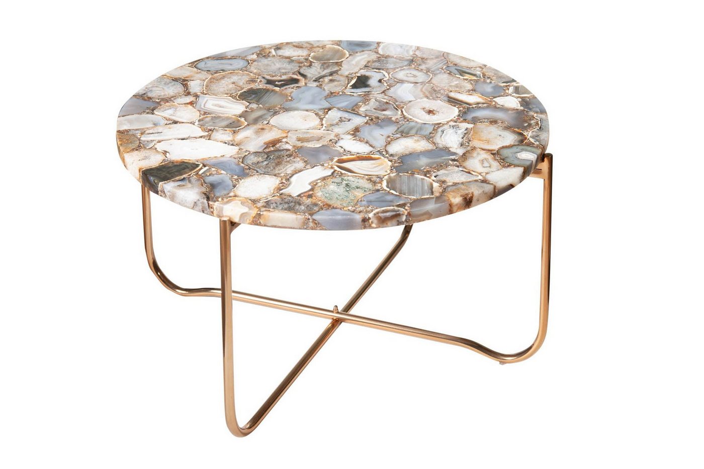 Licht-Erlebnisse Couchtisch KOBE, Handarbeit aus Achat Metall in Mehrfarbig Gold 62 x 62 x 33 cm (LxBxH) von Licht-Erlebnisse