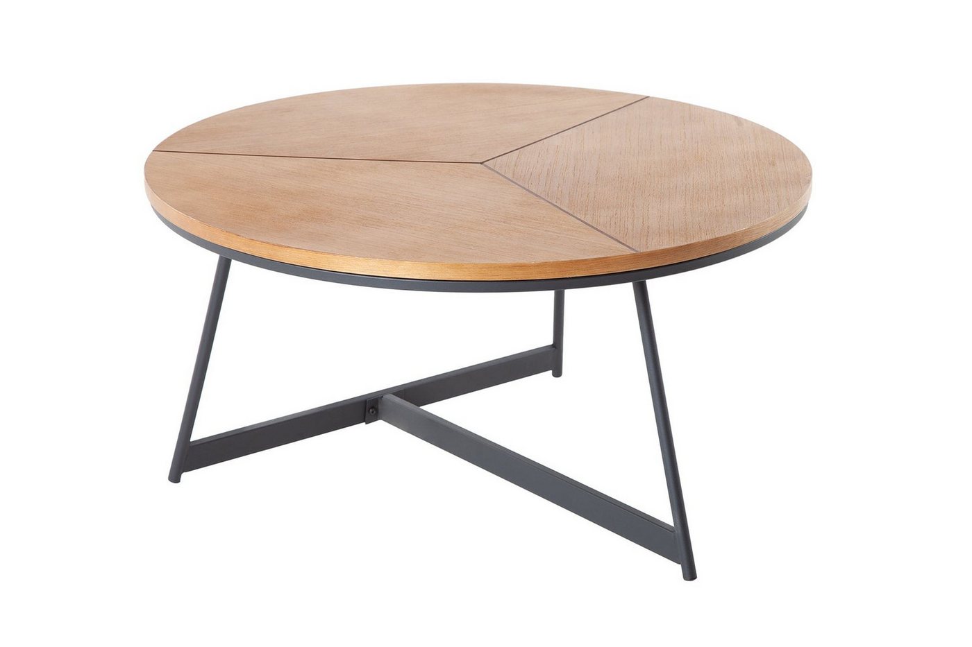Licht-Erlebnisse Couchtisch MUMBAI, aus Holz (Eiche) Metall in Natur Schwarz 80 x 80 x 42 cm (LxBxH) von Licht-Erlebnisse