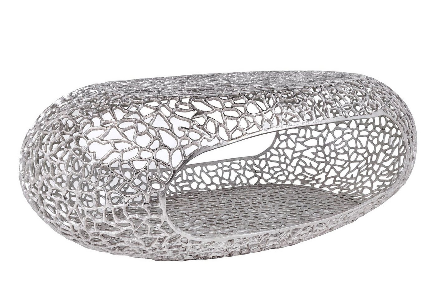 Licht-Erlebnisse Couchtisch SEOUL, Handarbeit aus Metall in Silber 119 x 66 x 40 cm (LxBxH) von Licht-Erlebnisse