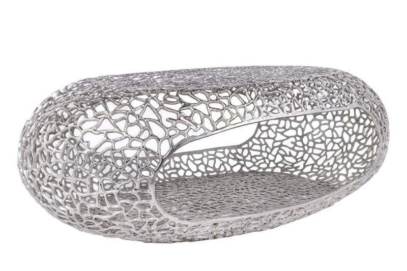 Licht-Erlebnisse Couchtisch SEOUL, Handarbeit aus Metall in Silber 119 x 66 x 40 cm (LxBxH) von Licht-Erlebnisse