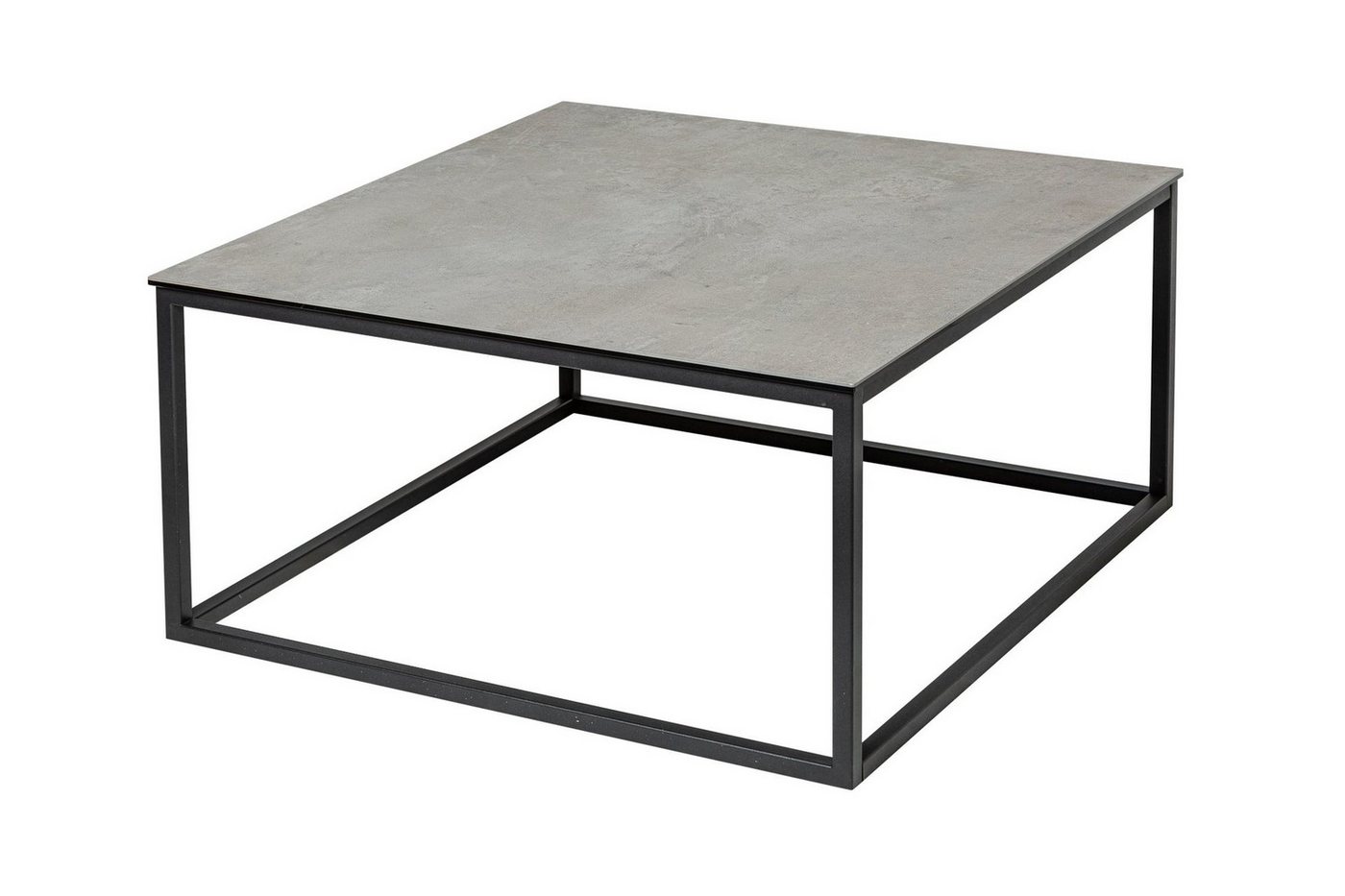 Licht-Erlebnisse Couchtisch SEVILLE, aus Keramik Hartglas Metall in Grau Beton Optik Schwarz 75x40 cm (BxH) von Licht-Erlebnisse