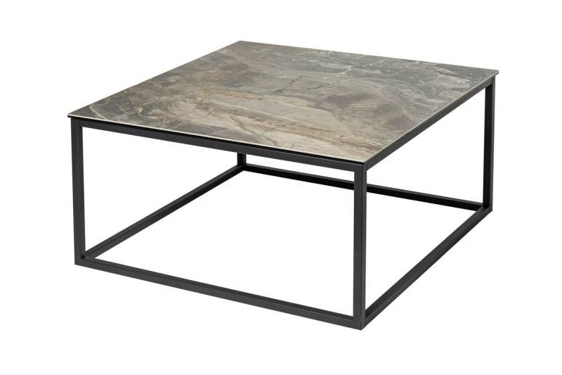 Licht-Erlebnisse Couchtisch SEVILLE, aus Keramik Hartglas Metall in Marmor Optik Schwarz 75x75x40cm (LxBxH) von Licht-Erlebnisse