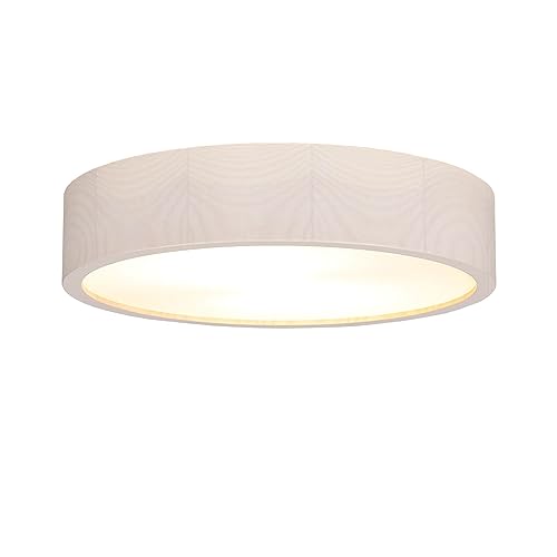 Licht-Erlebnisse Deckenlampe Glas Holz geweißt Treppenhaus Flur Ø37 cm E27 2-flammig wohnlich rund blendarm Moderne Deckenleuchte Wohnzimmer ARBARO von Licht-Erlebnisse