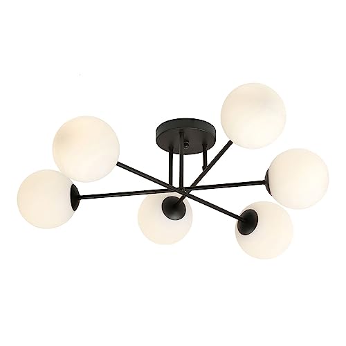 Licht-Erlebnisse Deckenlampe Glas Metall 75 cm lang 6-flammig Schwarz Weiß blendarm E14 Deckenleuchte Esszimmer Wohnzimmer Licht-Erlebnisse Deckenlampe Glas Metall 75 cm lang 6-flammig Schwarz Weiß blendarm E14 Deckenleuchte Esszimmer Wohnzimmer von Licht-Erlebnisse