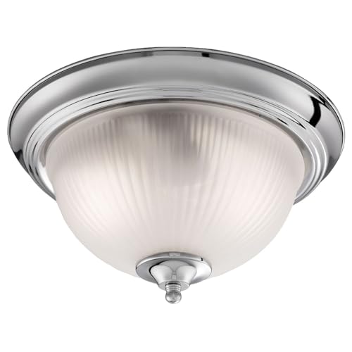 Licht-Erlebnisse Deckenlampe Glas Metall in Chrom IP44 Bad Küche Esszimmer L:29 cm E14 bis 60 W rund 2-flammig stilvoll Vintage Design Deckenleuchte Badezimmer von Licht-Erlebnisse