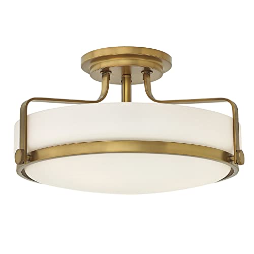 Licht-Erlebnisse Deckenlampe Glas Metall in Weiß Messing antik wohnlich 3x E27 Ø46cm Wohnzimmer Esszimmer Deckenleuchte von Licht-Erlebnisse
