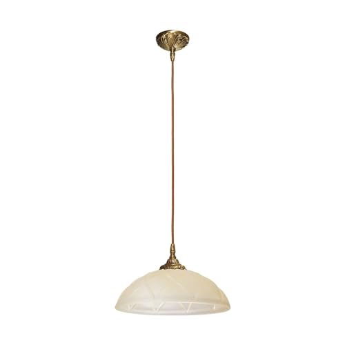 Licht-Erlebnisse Deckenlampe Jugendstil Riffelglas Echt-Messing E27 Premium Deckenleuchte Wohnzimmer Schlafzimmer Esstisch von Licht-Erlebnisse