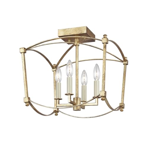 Licht-Erlebnisse Deckenlampe Käfig Schirm B: 36,5 cm klein in Antikgold 4-flammig E14 Vintage Design Metall Deckenleuchte Wohnzimmer Esszimmerlampe von Licht-Erlebnisse