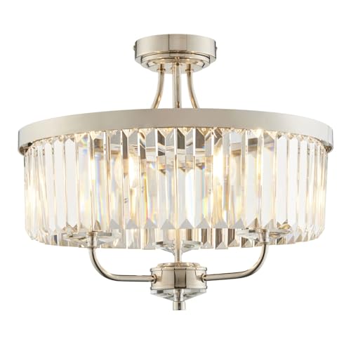 Licht-Erlebnisse Deckenlampe Kristall Glas Metall rund D: 45 cm Art Déco in Nickel glänzend 3-flammig E14 Deckenleuchte Wohnzimmer Schlafzimmer Licht-Erlebnisse Deckenlampe Kristall Glas Metall rund D: 45 cm Art Déco in Nickel glänzend 3-flammig E14 Deckenleuchte Wohnzimmer Schlafzimmer von Licht-Erlebnisse