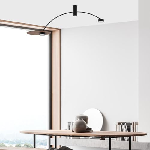 Licht-Erlebnisse Deckenlampe Modern 110 cm lang 2-flammig GX53 Schwarz Holz Metall blendarme Deckenleuchte Wohnzimmer Jugendzimmer von Licht-Erlebnisse