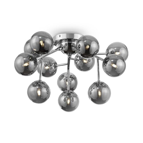 Licht-Erlebnisse Deckenlampe Rauchglas Metall 60 cm breit Chrom Rauchgrau G9 12-flammig Kugel Schirm Deckenleuchte Wohnzimmer Esszimmerlampe Modern Licht-Erlebnisse Deckenlampe Rauchglas Metall 60 cm breit Chrom Rauchgrau G9 12-flammig Kugel Schirm Deckenleuchte Wohnzimmer Esszimmerlampe Modern von Licht-Erlebnisse