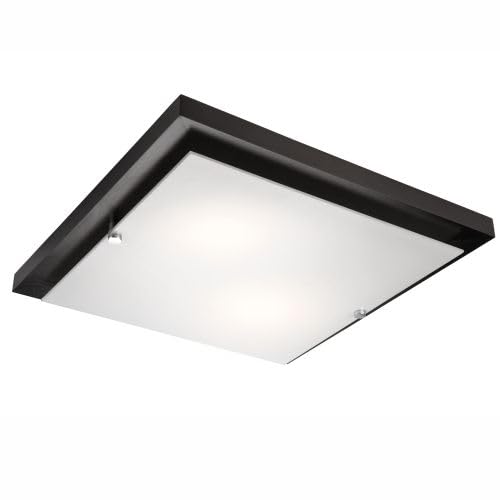 Licht-Erlebnisse Deckenlampe eckig Braun Holz Glas blendarm flach quadratisch E27 Deckenleuchte Wohnzimmer Flur von Licht-Erlebnisse