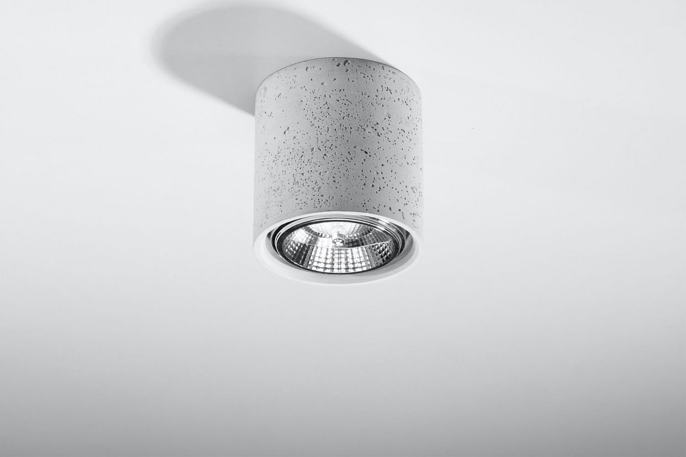 Licht-Erlebnisse Deckenleuchte COSMOR, ohne Leuchtmittel, Deckenlampe Beton Ø14cm rund GU10 vielseitig Flur Wohnzimmer Küche von Licht-Erlebnisse